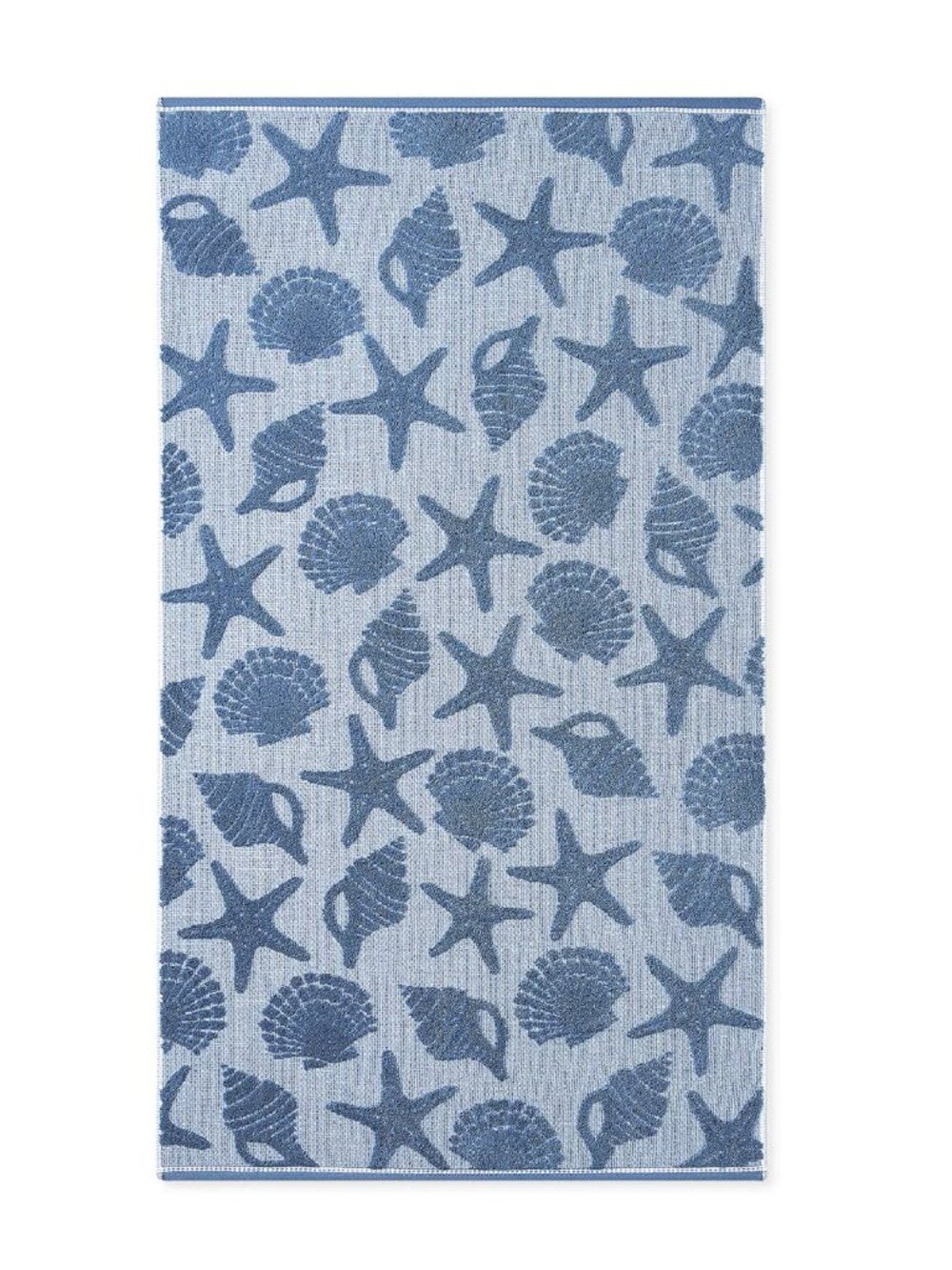 brand new Caro Home Seashore Pique BATH Towel in Silvery Nautical Ocean Blue